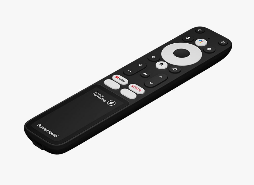 REY is an Ohsung and EXEGER Google TV / Android TV self-charging, battery-free remote control