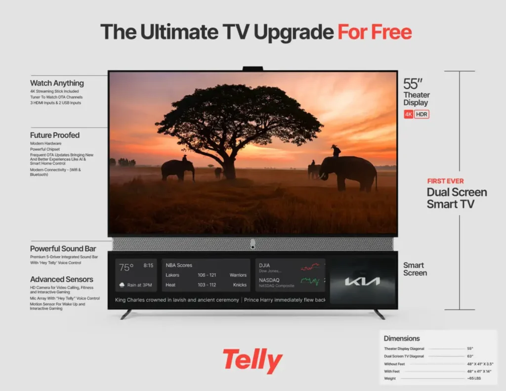 Telly's free TV is a 4K 55-inch LCD TV supported by ads