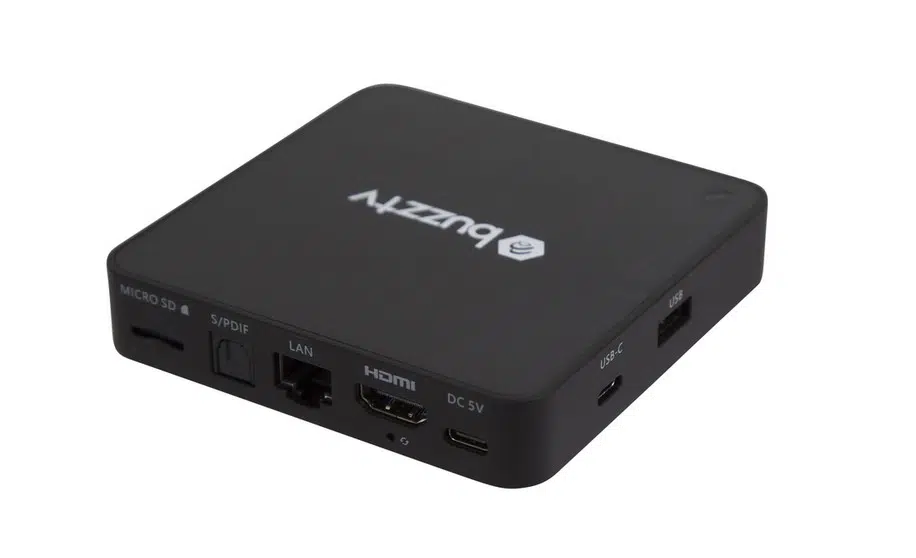 BuzzTV G-Series Android TV Box with ports and interfaces